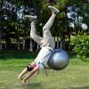 LINGHGD Somersault Auxiliary Ball, Exercise Ball with Straps Stretch Yoga Ball Anti Slip Backflip Ball, Shoulder Ball for Backflip Training, Yoga, Fitness Exercises, 55CM, GRAY view 2