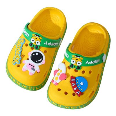 JUXI Toddler Clogs Girls Boys Clogs Garden Shoes Cartoon Slides Toddler Sandals Beach Kids Slippers (Yellow,7)