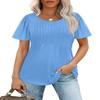 Womens Summer Tops Dressy Casual Short Sleeve Trendy Pleated Front T Shirts Fashion Blouses Plus Size Spring Clothes Baby Blue S view 2
