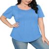 Womens Summer Tops Dressy Casual Short Sleeve Trendy Pleated Front T Shirts Fashion Blouses Plus Size Spring Clothes Baby Blue S view 4