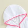 SAYOO Kid Girls Swim Cover Up Kid Hooded Zip-Up Terry Swimsuit Coverup Towel Bathing Suit Bathrobe Pool Beach Robe Dress (Y White, 4-5 Years) view 4