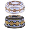 Beforta 2Pcs Kids Muslim Prayer Kufi Hat Headwear Islamic Beanie Skull Cap Embroidery Kofia Topi Sun Hat Ramadan Eid Gift (Blue, Age 4-8) view 1
