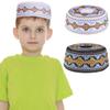 Beforta 2Pcs Kids Muslim Prayer Kufi Hat Headwear Islamic Beanie Skull Cap Embroidery Kofia Topi Sun Hat Ramadan Eid Gift (Blue, Age 4-8) view 2