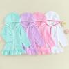 SAYOO Kid Girls Swim Cover Up Kid Hooded Zip-Up Terry Swimsuit Coverup Towel Bathing Suit Bathrobe Pool Beach Robe Dress (Y Pink, 3-4 Years) view 2