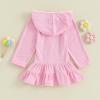 SAYOO Kid Girls Swim Cover Up Kid Hooded Zip-Up Terry Swimsuit Coverup Towel Bathing Suit Bathrobe Pool Beach Robe Dress (Y Pink, 3-4 Years) view 4