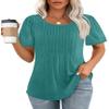 Womens Tops Dressy Casual Loose Fit Spring Summer T Shirts Short Sleeve Blouses Round Neck Turquoise 2XL view 1