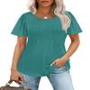 Womens Tops Dressy Casual Loose Fit Spring Summer T Shirts Short Sleeve Blouses Round Neck Turquoise 2XL view 2