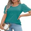 Womens Tops Dressy Casual Loose Fit Spring Summer T Shirts Short Sleeve Blouses Round Neck Turquoise 2XL view 3