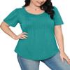 Womens Tops Dressy Casual Loose Fit Spring Summer T Shirts Short Sleeve Blouses Round Neck Turquoise 2XL view 4