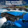 Pyhodi Diving Headlamp, Aluminum IPX68 Waterproof 1200LM 3 Light Mode Underwater Diving Headlight with Rechargeable Battery, Charger, Submarine Light Dive Light for Swimming, Snorkeling view 3