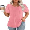 Shirts for Women Dressy Casual Short Sleeve Blouses Summer Outfits Cute Plus Sized Pink 3XL view 1