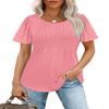 Shirts for Women Dressy Casual Short Sleeve Blouses Summer Outfits Cute Plus Sized Pink 3XL view 2