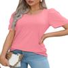 Shirts for Women Dressy Casual Short Sleeve Blouses Summer Outfits Cute Plus Sized Pink 3XL view 3