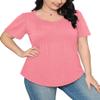 Shirts for Women Dressy Casual Short Sleeve Blouses Summer Outfits Cute Plus Sized Pink 3XL view 4