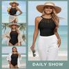 Holipick Black Women Tummy Control One Piece Swimsuit Modest Bathing Suit Full Coverage High Neck Swimwear XXL view 4