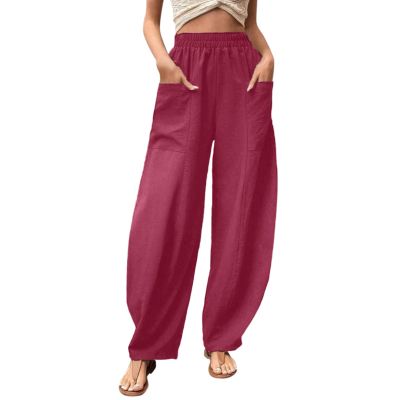 Pants for Women Wide Leg Yoga Pants for Women Palazzo Pants for Petite Women Womens Black Linen Pants Womens Sweatpants with Pockets Harajuku Pants,C-Hot Pink,X-Large