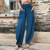 Linen Pants Women Summer Summer Linen Pants for Women Womens Petite Wide Leg Pants Women Beach Pants Plus Size Slacks for Curvy Women Tapered Trousers Women,C-Mint Green,Small view 2