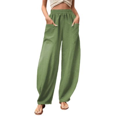 Women's Pants High Waisted Pants for Women Wide Leg Trousers for Women High Waisted Women Pull On Pants Beach Coverup Pants Yoga Dress Pants for Women with Pockets,C-Green,XX-Large