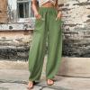 Women's Pants High Waisted Pants for Women Wide Leg Trousers for Women High Waisted Women Pull On Pants Beach Coverup Pants Yoga Dress Pants for Women with Pockets,C-Green,XX-Large view 2