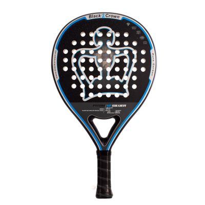 Black Crown - Paddle Racket Piton 12 Silver - Round Shape - Control and Power - Weight 355 to 370 g - Frame 38 mm with Double Tubular Carbon Fiber 80% - Resistant - Professional Level