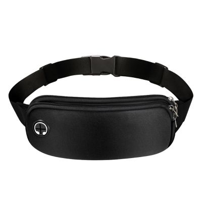 Worparsen Waterproof Fitness Waist Bag Outdoor Sports Pouch Unisex Fanny Pack Phone Elastic Adjustable Strap Breathable Mesh Design Zipper Closure Earphone Hole Black
