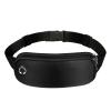 Worparsen Waterproof Fitness Waist Bag Outdoor Sports Pouch Unisex Fanny Pack Phone Elastic Adjustable Strap Breathable Mesh Design Zipper Closure Earphone Hole Black view 1