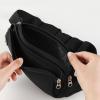 Worparsen Waterproof Fitness Waist Bag Outdoor Sports Pouch Unisex Fanny Pack Phone Elastic Adjustable Strap Breathable Mesh Design Zipper Closure Earphone Hole Black view 2