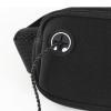 Worparsen Waterproof Fitness Waist Bag Outdoor Sports Pouch Unisex Fanny Pack Phone Elastic Adjustable Strap Breathable Mesh Design Zipper Closure Earphone Hole Black view 3