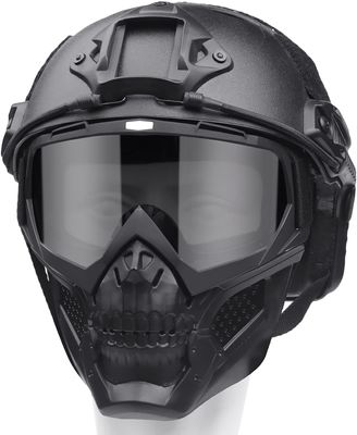 Bvawtrs Tactical Airsoft Gear Airsoft Mask and Helmet, Airsoft Full Face Mask, Detachable Airsoft Goggles,Paintball PJ Fast Helmet with Front NVG Mount and Side Rail