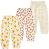Easygou Kids Elastic Basic Harem Trousers Unisex Baby Boys Girls Casual Cotton Linen Loose Long Baggy Pants Toddler Clothes (1-2T,3PC Floral H,US,1 Year,2 Years,Age)
