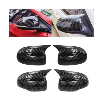 Compatible For Hyundai I20 2008-2014 Car Rearview Side Mirror Cover Wing Cap Sticker Exterior Door Rear View Case Trim Carbon Fiber Look(With Turn Light)