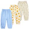 Easygou Kids Elastic Basic Harem Trousers Unisex Baby Boys Girls Casual Cotton Linen Loose Long Baggy Pants Toddler Clothes (5-6 Years,3PC Floral I,US,5 Years,6 Years,Age) view 1