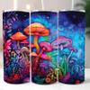 Road Rage Water Painting Colorful Mushrooms Print Tumbler Wrap Laminated with UV Protection For A Long Lasting Sleeve AI-026 Premium Decals - Fits Most Water Bottles - Easy Application, 8.3x9.2 inch view 1
