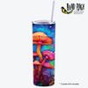 Road Rage Water Painting Colorful Mushrooms Print Tumbler Wrap Laminated with UV Protection For A Long Lasting Sleeve AI-026 Premium Decals - Fits Most Water Bottles - Easy Application, 8.3x9.2 inch view 2