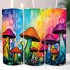 Road Rage Water Painting Colorful Mushrooms Print Tumbler Wrap Laminated with UV Protection For A Long Lasting Sleeve AI-028 Premium Decals - Fits Most Water Bottles - Easy Application view 1