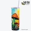 Road Rage Water Painting Colorful Mushrooms Print Tumbler Wrap Laminated with UV Protection For A Long Lasting Sleeve AI-028 Premium Decals - Fits Most Water Bottles - Easy Application view 2