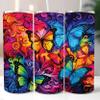Road Rage Water Painting Butterfly Print Tumbler Wrap Laminated with UV Protection For A Long Lasting Sleeve AI-046 Premium Decals - Fits Most Water Bottles - Easy Application view 1