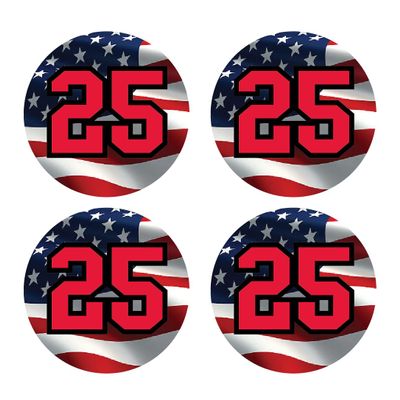 Bat Knob Stickers Handle Decals Baseball Softball Personalized Number American Flag Team Colors Custom (Red/Black)