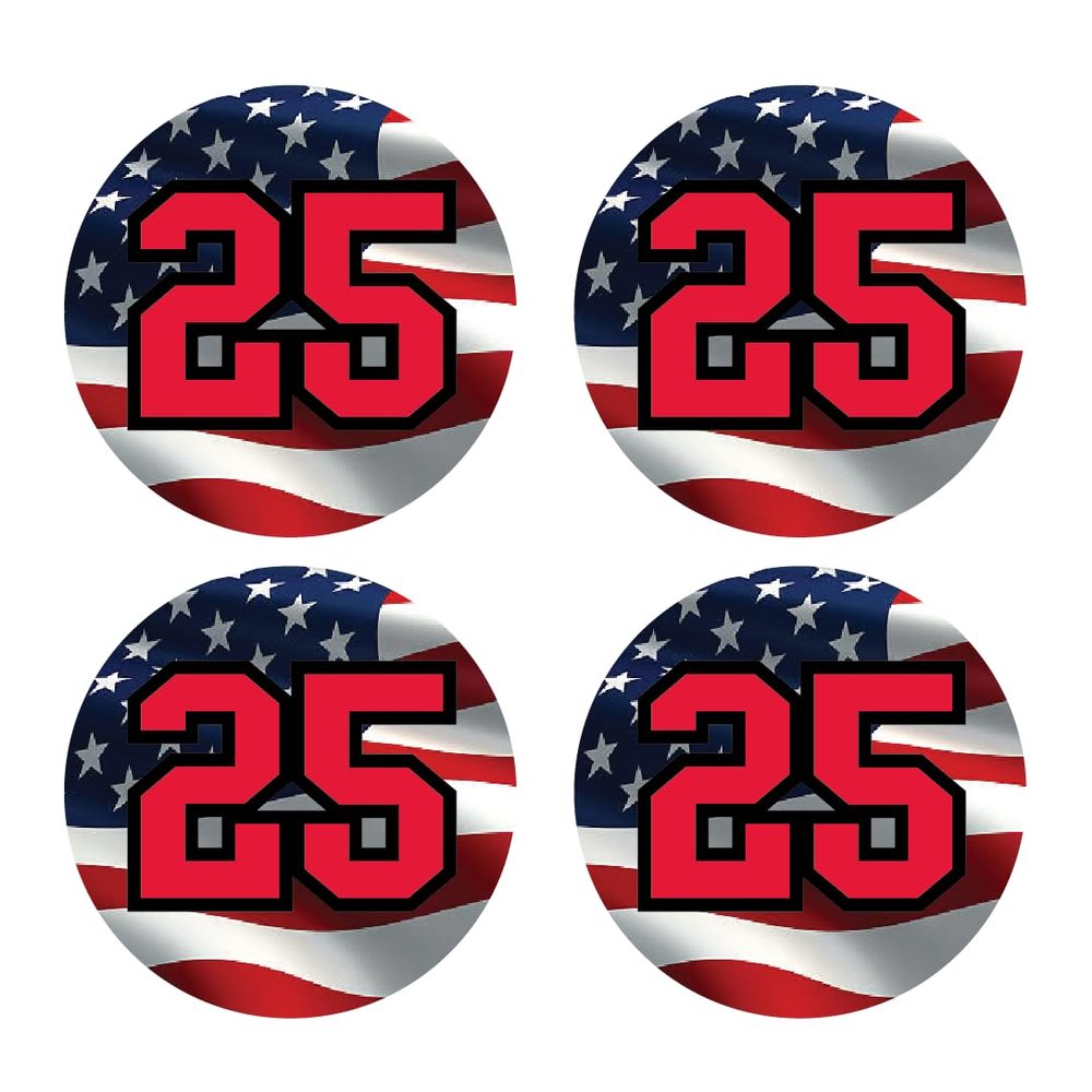 Bat Knob Stickers Handle Decals Baseball Softball Personalized Number American Flag Team Colors Custom (Red/Black)