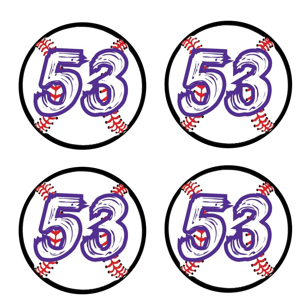 Bat Knob Decals Baseball Bat Stickers Custom Number Decals Player Numbers Personalized (White/Purple)