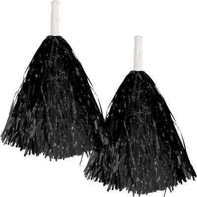 Amscan 15" Cheer Leader Dance Team Pom Poms 2pk Black