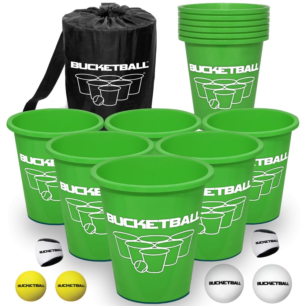 BucketBall | Team Color Edition | Combo Pack (Green/Green): Original Yard Pong Game: Best Camping, Beach, Lawn, Outdoor, Family, Adult, Tailgate, Jumbo, Giant Game