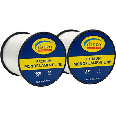2 Pack 10lb Monofilament Line - 3216 Yards Total (1608 yds per Spool) - Clear Fishing Line, Freshwater & Saltwater, Strong Abrasion Resistant with Low Memory