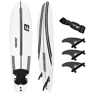 6 FLOWBOARD Surfboard Softboard Foam - Include (3) Fins 6 Foot Leash and (2) Wood Stringers Inside Board - Kids and Adults Beginner Intermediate 6 Foot and Comes with High Performance Traction Pad