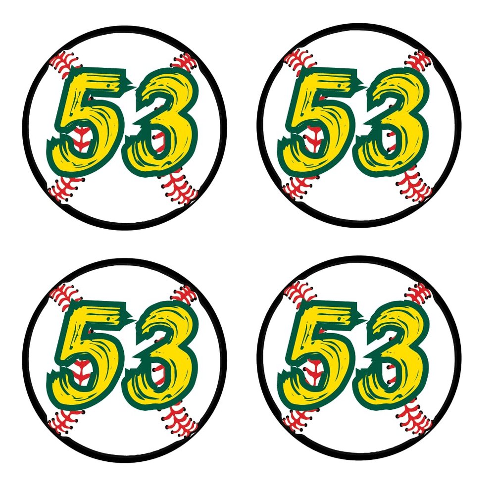 Bat Knob Decals Baseball Bat Stickers Custom Number Decals Player Numbers Personalized (Gold/Green)