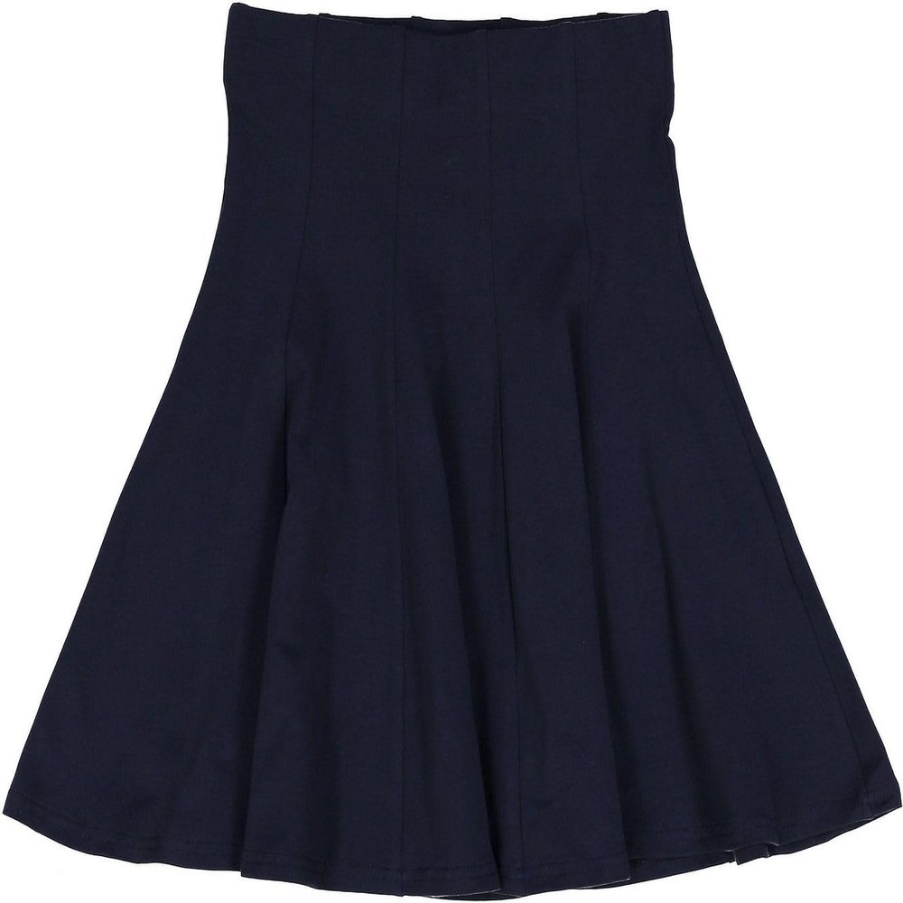 BGDK Classic Fit & Flare Cotton Pleated Skirt Comfortable High-Waisted Knee & Midi Length for Everyday Style Navy Large