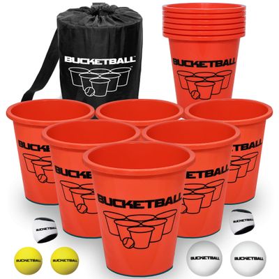BucketBall | Team Color Edition | Combo Pack (Orange/Orange): Original Yard Pong Game: Best Camping, Beach, Lawn, Outdoor, Family, Adult, Tailgate, Jumbo, Giant Game