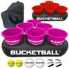 BucketBall | Team Color Edition | Party Pack (Pink/Red): Original Yard Pong Game: Best Camping, Beach, Lawn, Outdoor, Family, Adult, Tailgate, Jumbo, Giant Game view 1