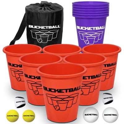 BucketBall | Team Color Edition | Combo Pack (Orange/Purple): Original Yard Pong Game: Best Camping, Beach, Lawn, Outdoor, Family, Adult, Tailgate, Jumbo, Giant Game