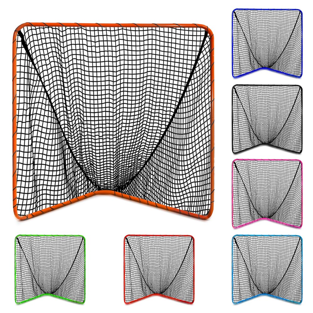 Velocity Official Size 6x6x7' Backyard Lacrosse Practice and Training Goal, Includes 4MM Lacrosse Net, for Youth, Kids, and Adults  Orange Frame, Black Net